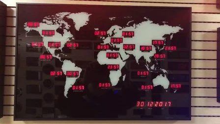 Horloge murale à fuseau horaire mondial à affichage numérique de la date à DEL